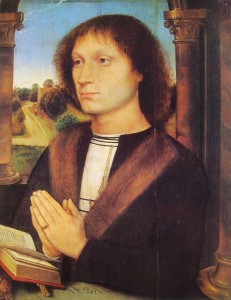 Hans Memling: Dal Trittico Portinari - Ritratto di giovane, forse Benedetto Portinari, cm. 45,5 x 34,5, Galleria degli Uffizi, Firenze.